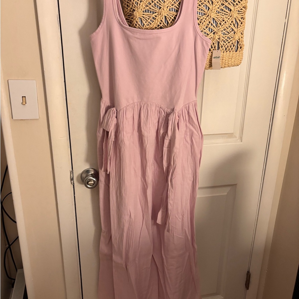 aerie Light Pink Sleeveless Maxi Dress with Side Tie
